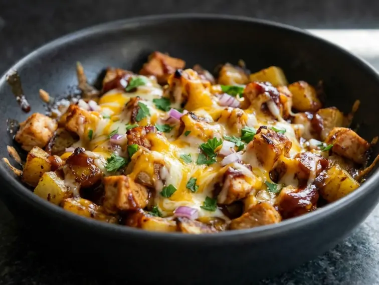 Käsiges BBQ-Hähnchen mit Kartoffeln